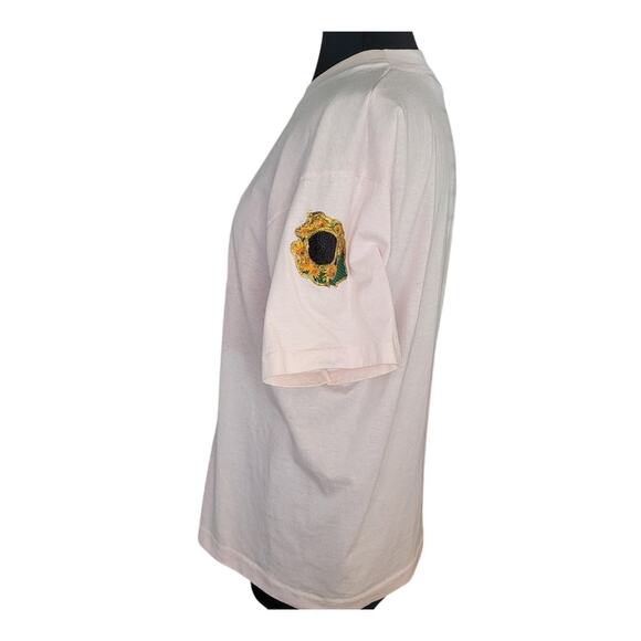 VTG 90s Fruit of the Loom Cow Sunflower Tee Pink L USA Made Single Stitch GVC - Picture 3 of 10